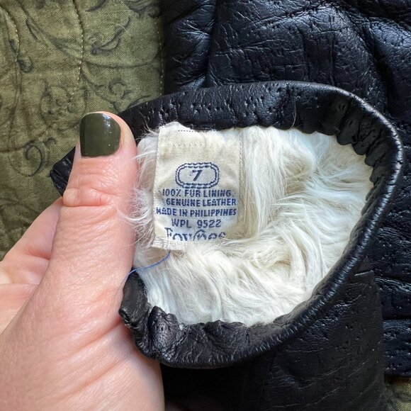 Vintage Fur Lined Leather Gloves, Women's Medium - Picture 3 of 7